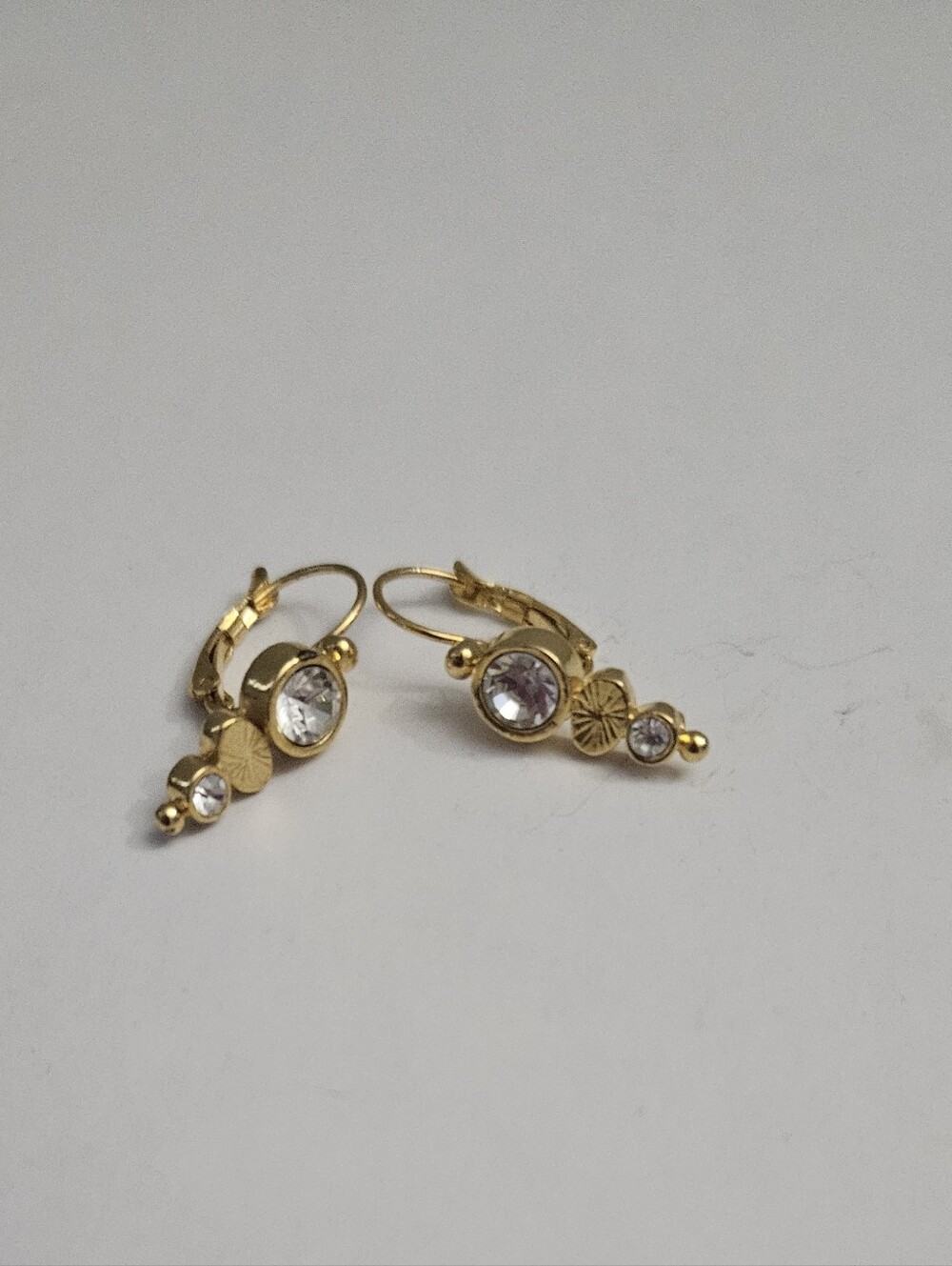 Gold-Toned Leverback Earrings With A Drop Design Ladies Women's Jewelry